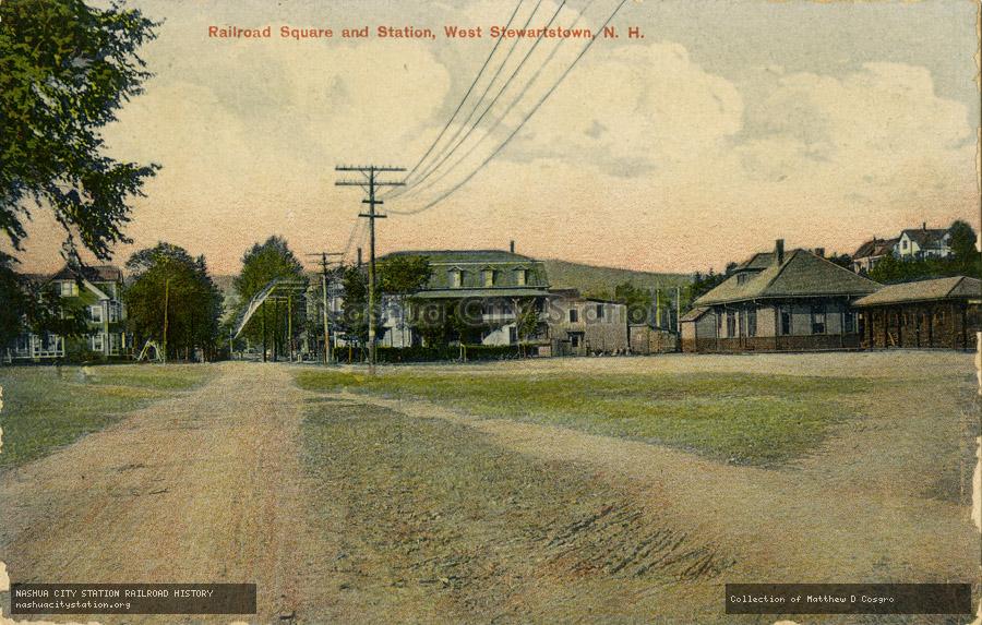Postcard: Railroad Square and Station, West Stewartstown, New Hampshire